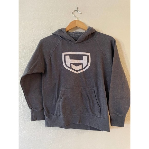 Fodada Independent Trading Co Kids Size M Raglan Hooded Pullover Sweatshirt Gray - Picture 2 of 8